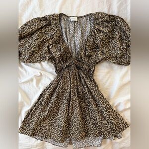 MATTEAU Black and Cream Floral Mini Dress